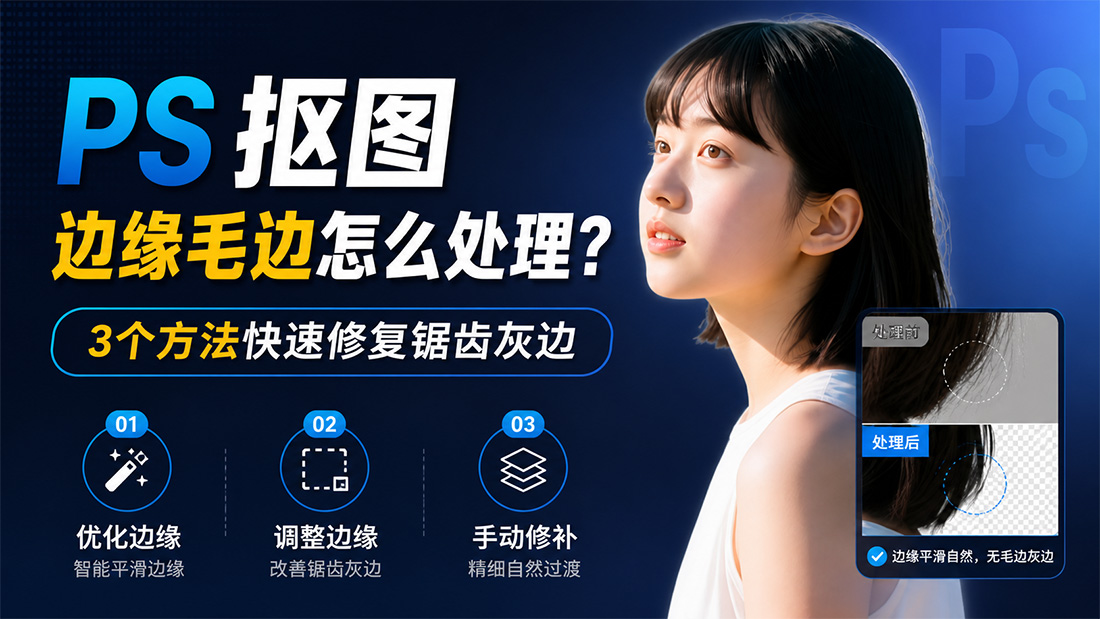 PS抠图边缘毛边怎么处理？3个方法快速修复锯齿灰边