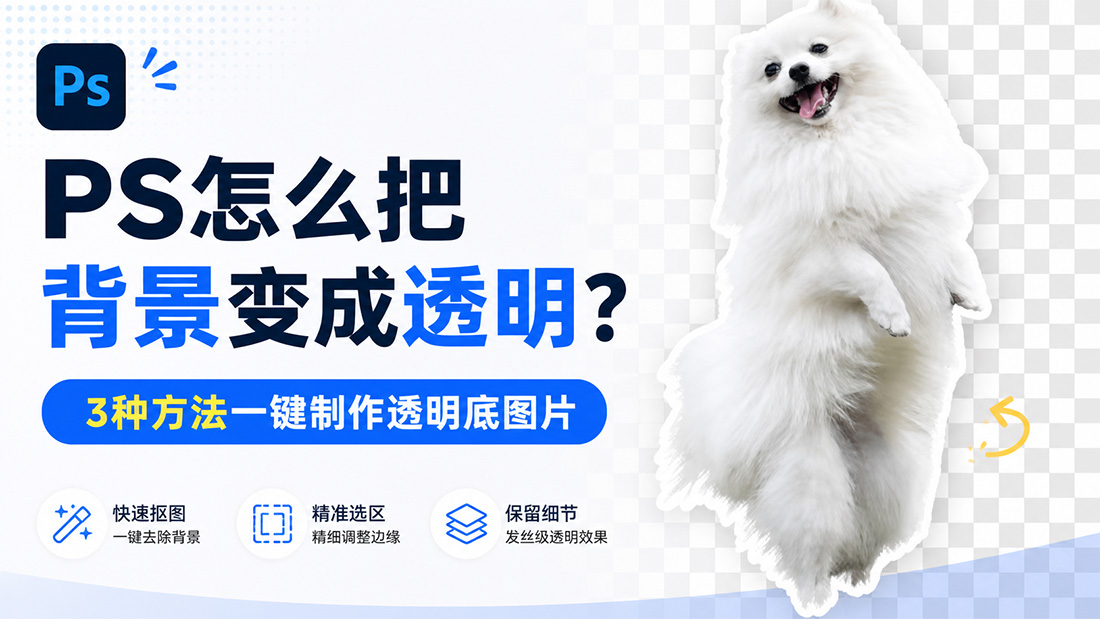 PS怎么把背景变成透明？3种方法一键制作透明底图片