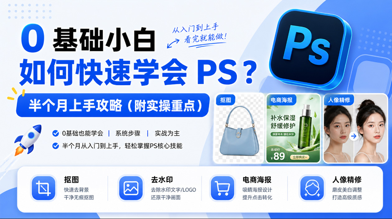 0 基础小白如何快速学会 PS？半个月上手攻略（附实操重点）