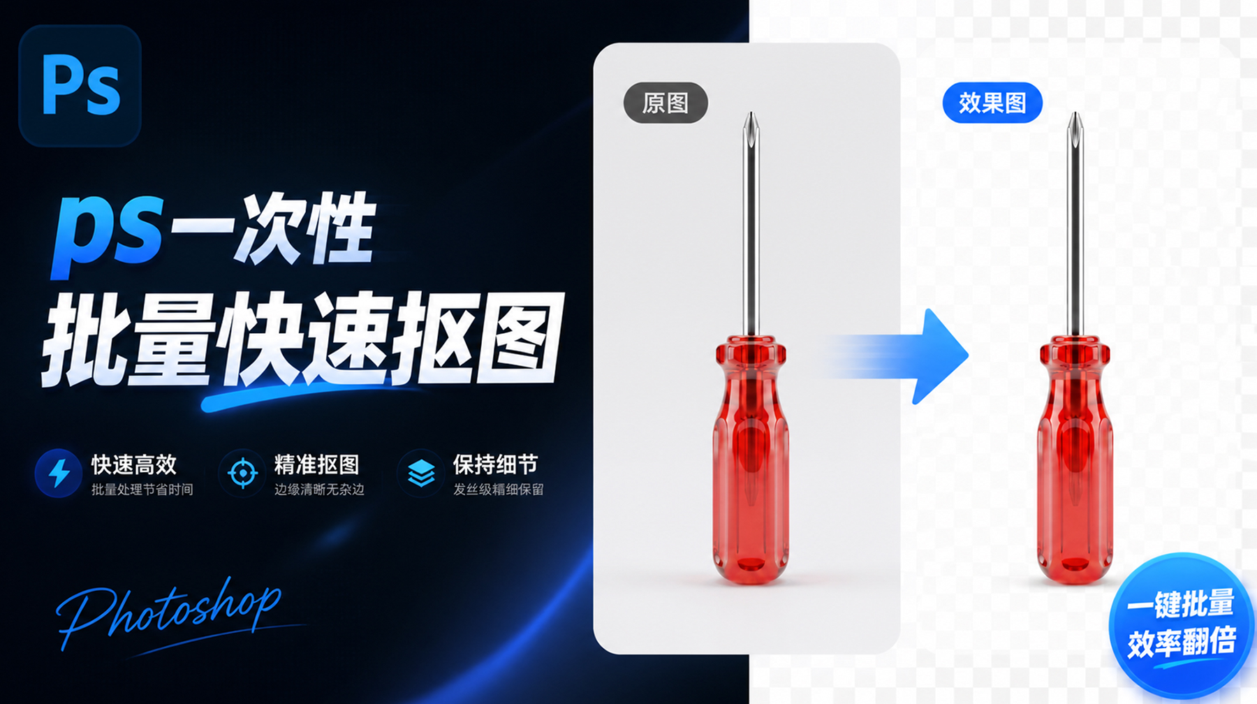 PS批量抠图怎么一次性搞定5张？电商快抠效率提升10倍