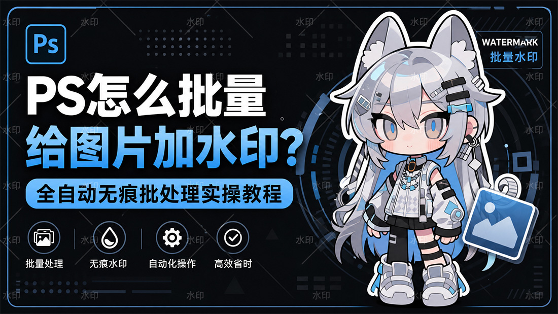PS怎么批量给图片加水印？全自动无痕批处理实操教程
