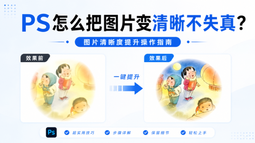PS怎么把图片变清晰不失真？图片清晰度提升操作指南