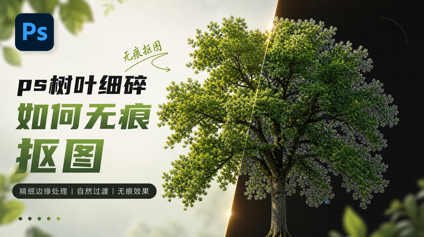 PS树叶细碎抠图怎么抠干净？3种方法一键去背景