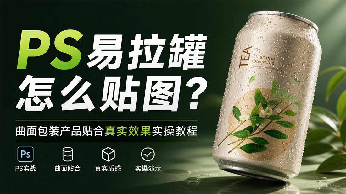 PS易拉罐怎么贴图？曲面包装产品贴合真实效果实操教程