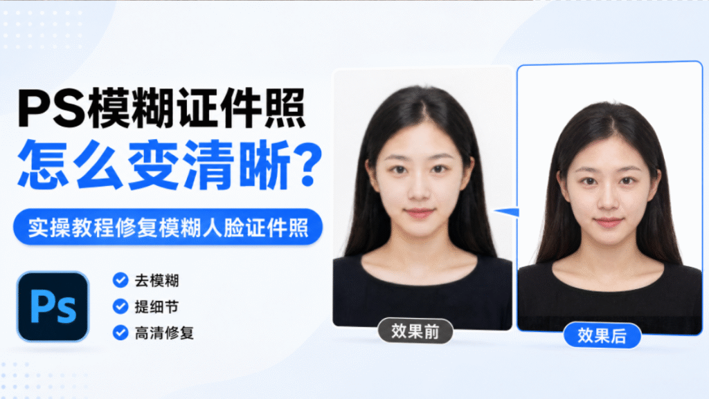 PS模糊证件照怎么变清晰？实操教程修复模糊人脸证件照