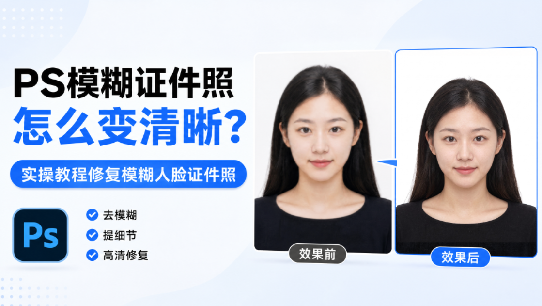 PS模糊证件照怎么变清晰？实操教程修复模糊人脸证件照