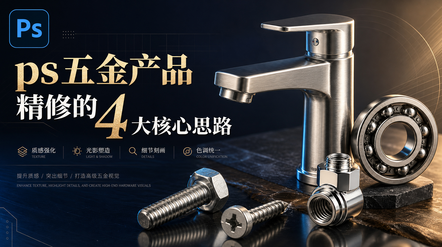 ps五金产品怎么精修？五金产品精修4大核心思路