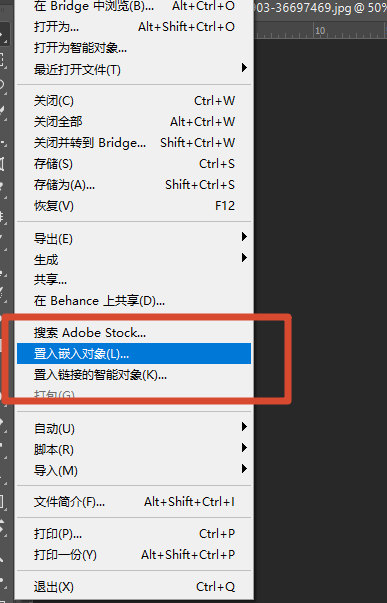 文件选择置入嵌入对象