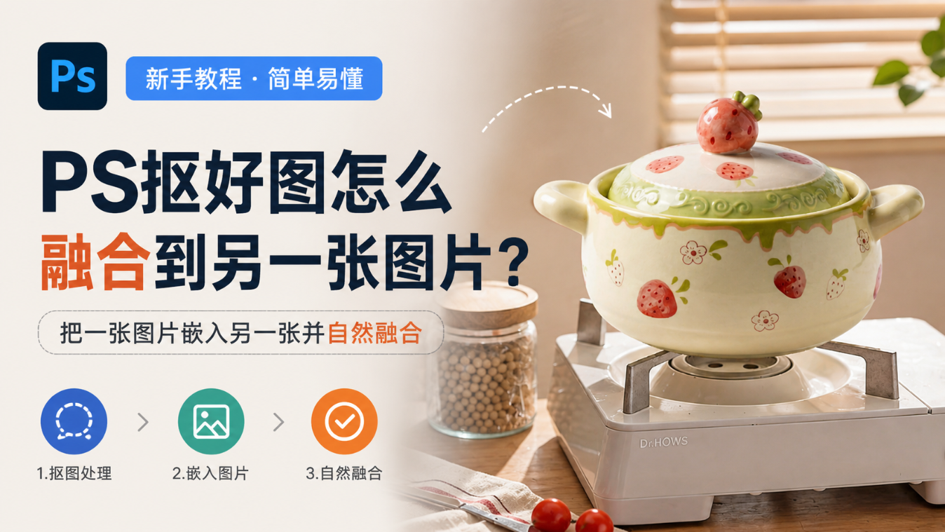PS抠好图怎么融合到另一张图片？ 把一张图片嵌入另一张并自然融合