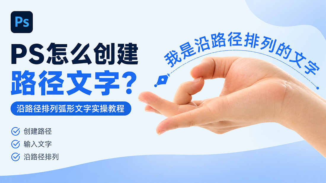 PS怎么创建路径文字？沿路径排列弧形文字实操教程