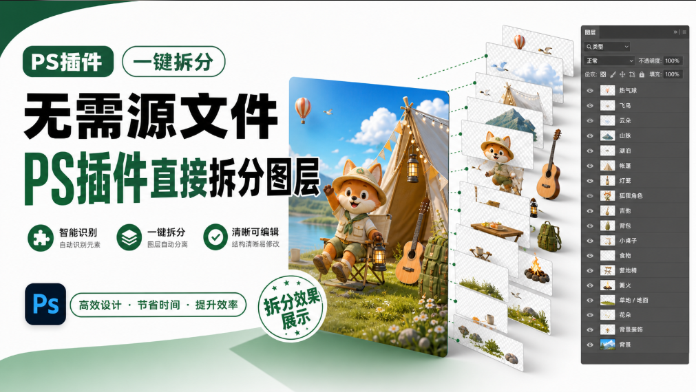 PS 怎么把一个图片拆分成多个图层？2 种方法小白也能学会！