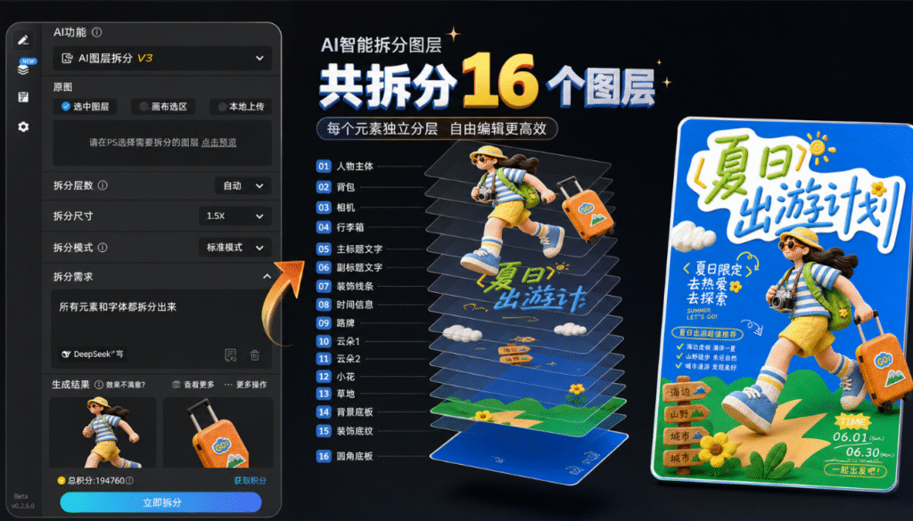 AI图层拆分效果