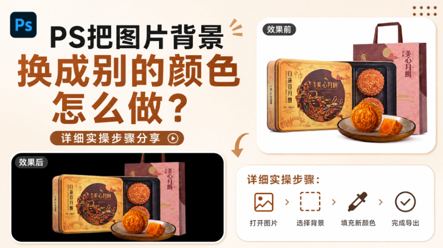 PS把图片背景换成别的颜色怎么做？详细实操步骤分享