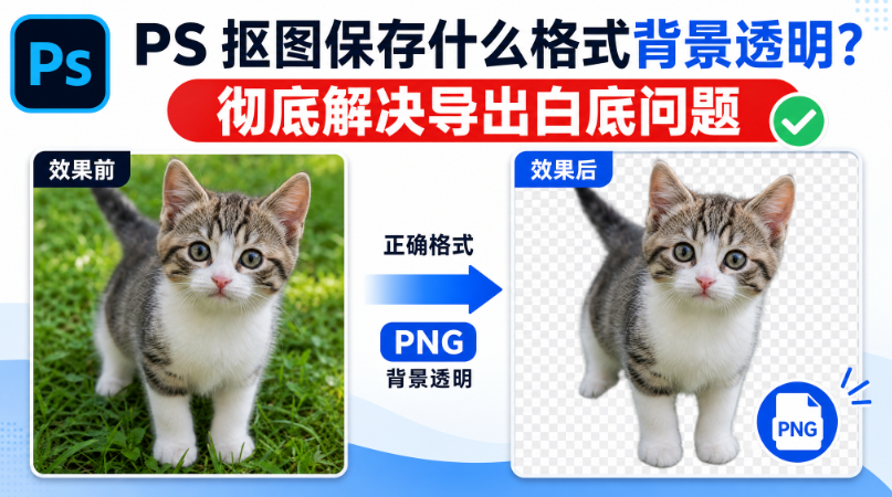 PS抠图保存什么格式背景透明？彻底解决导出白底问题