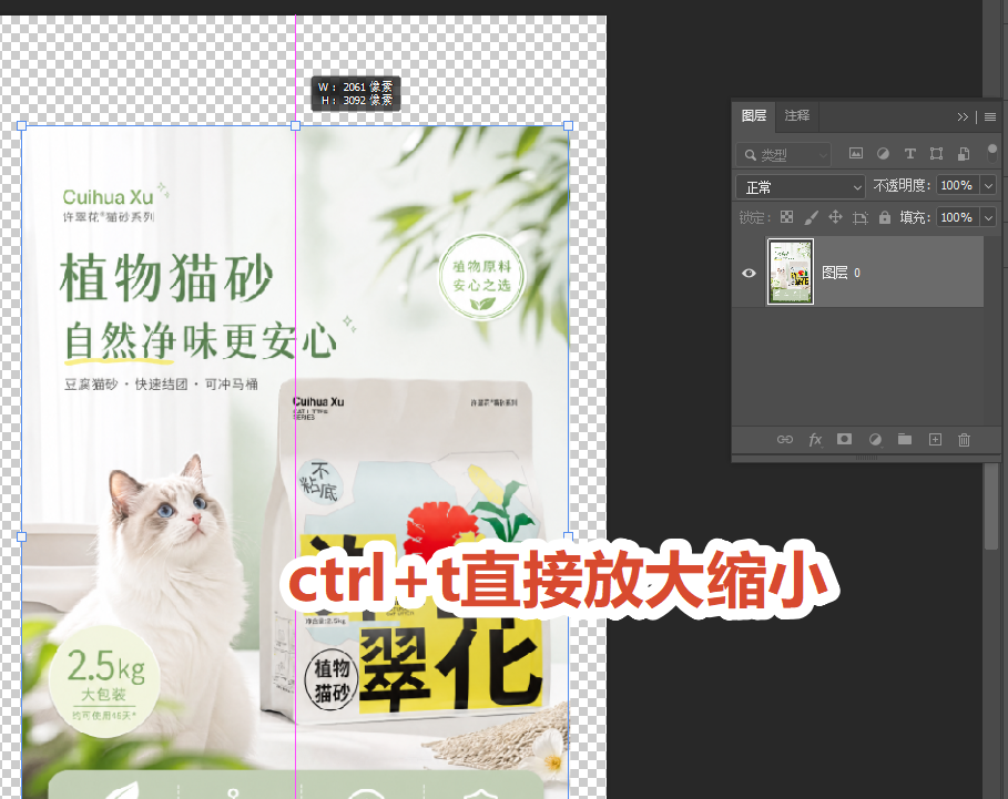 PS Ctrl+T 自由变换等比例缩放操作方法