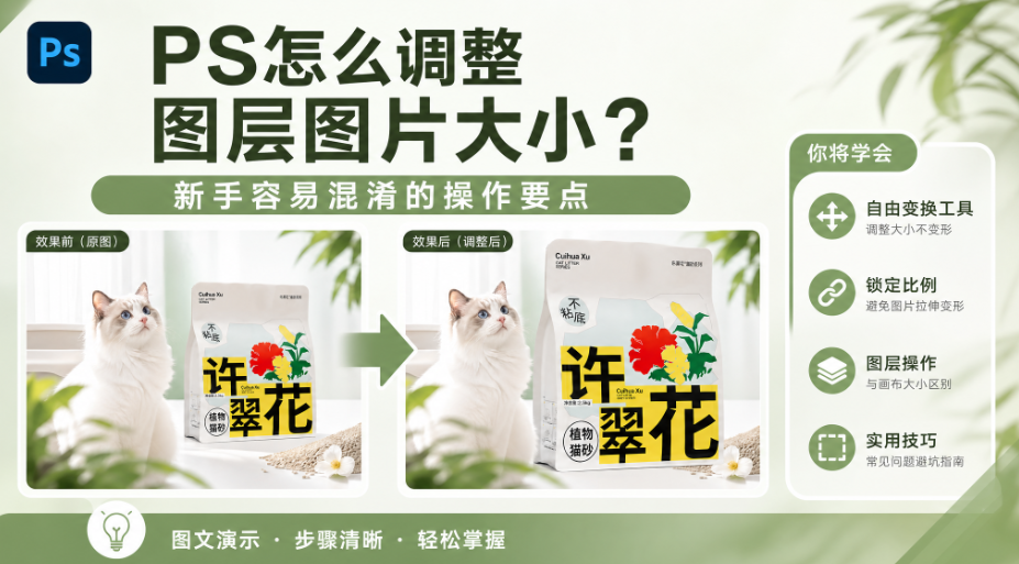 PS怎么调整图层图片大小？新手容易混淆的操作要点