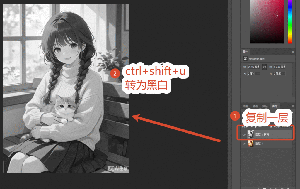 ps快捷键去色转为黑白