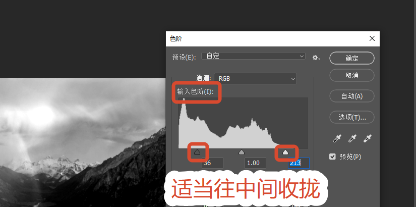 PS做水墨效果图 调整输入色阶