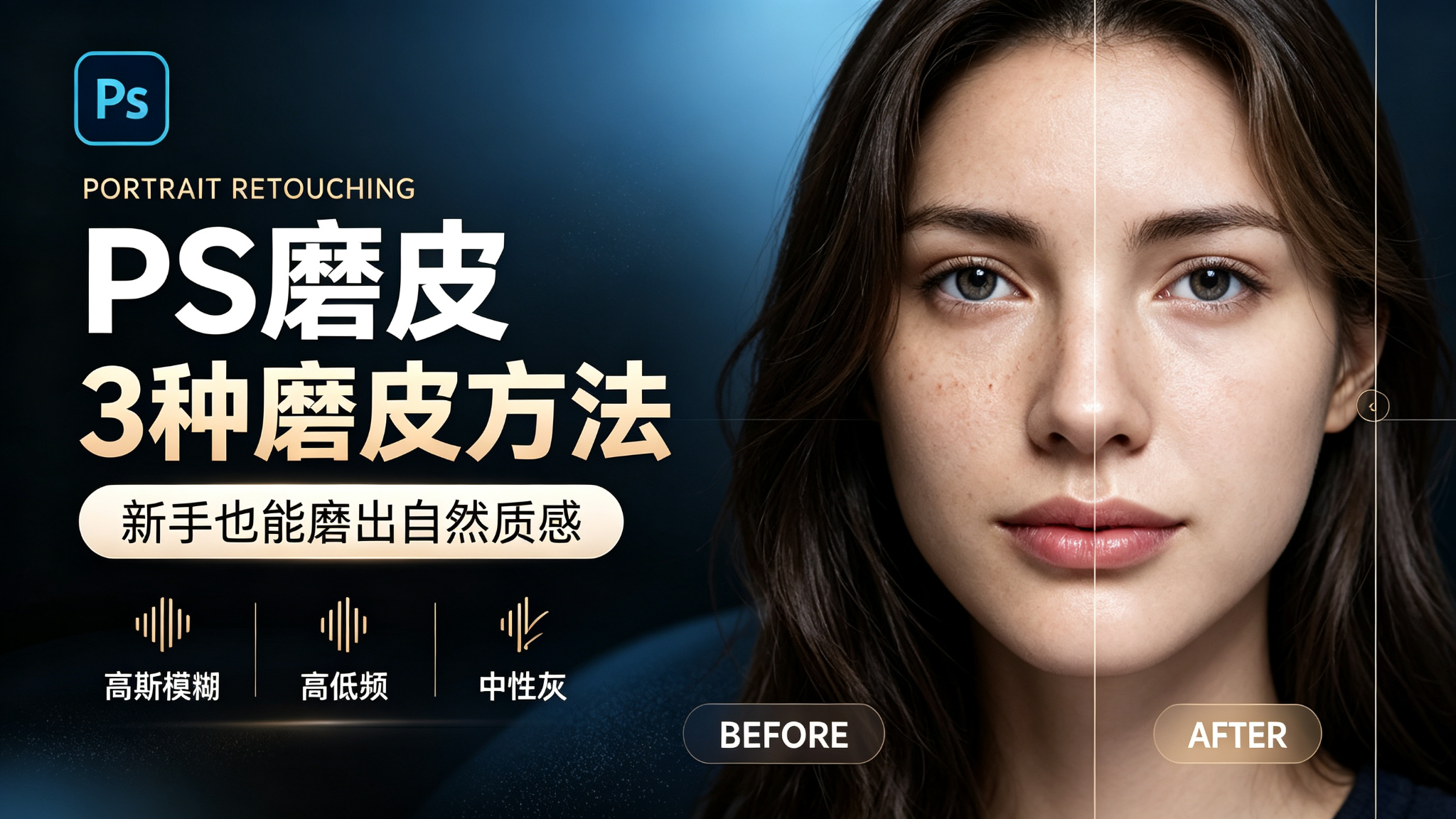 PS 磨皮教程：3 种人像磨皮方法，新手也能磨出自然质感