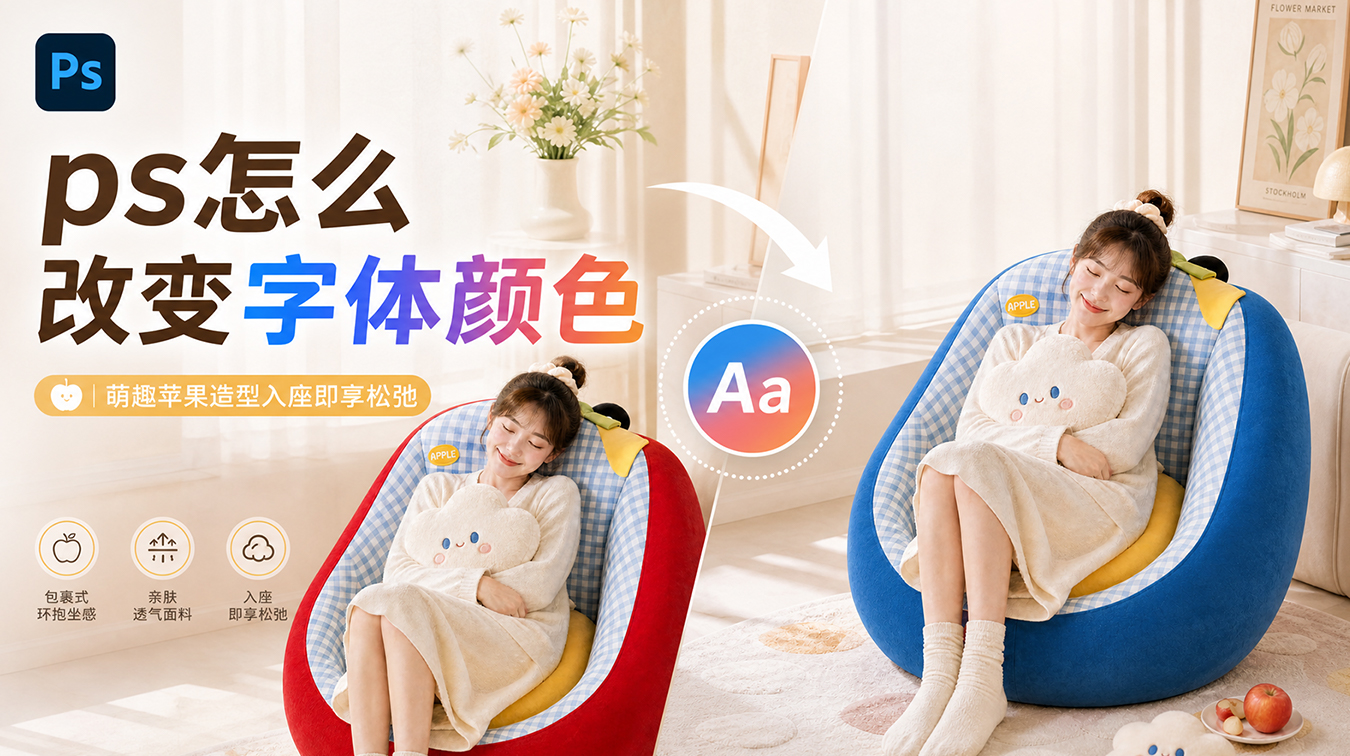 还在抠字改颜色？PS 一键改变字体颜色，复杂背景也不翻车