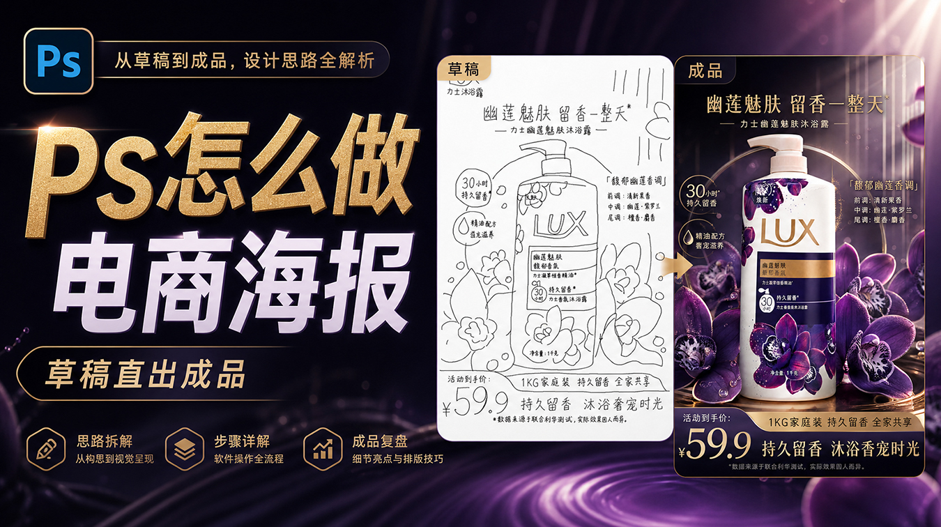 怎么用 PS 做电商海报?草稿到成品,3 步搞定大促主视觉