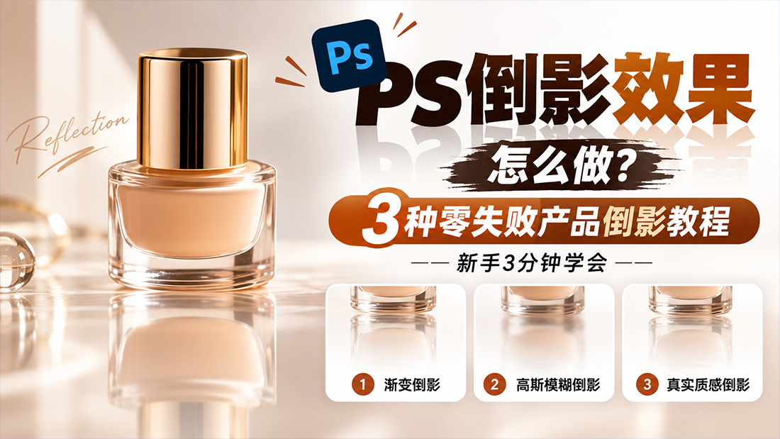 PS倒影效果怎么做?3种零失败产品倒影教程(新手3分钟学会)