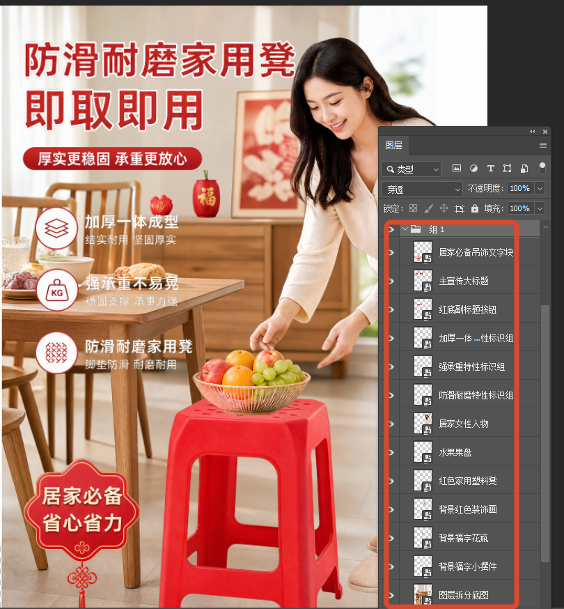 电商详情页制作 AI图层拆分效果展示