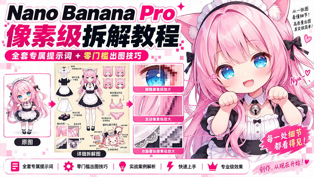 Nano Banana Pro像素级拆解教程｜全套专属提示词+零门槛出图技巧