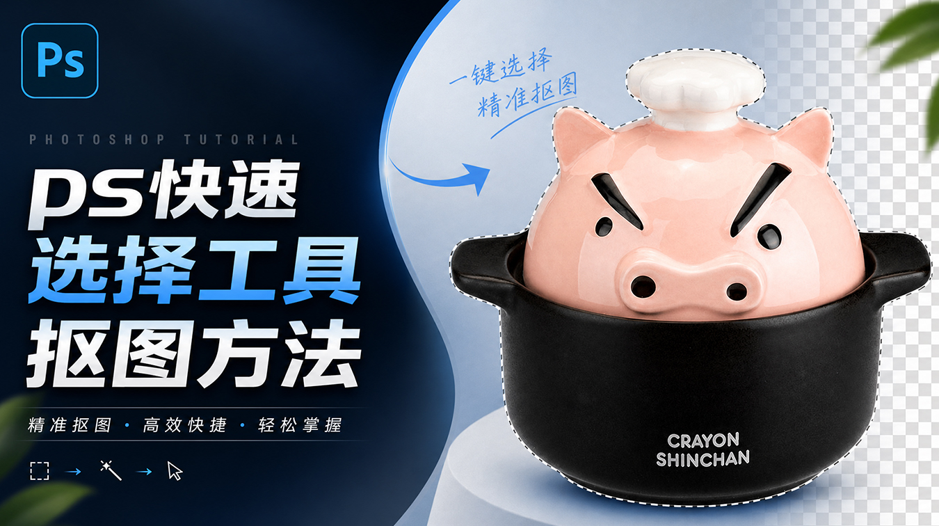 ps快速选择工具抠图总翻车？3个参数调对，边缘立刻干净