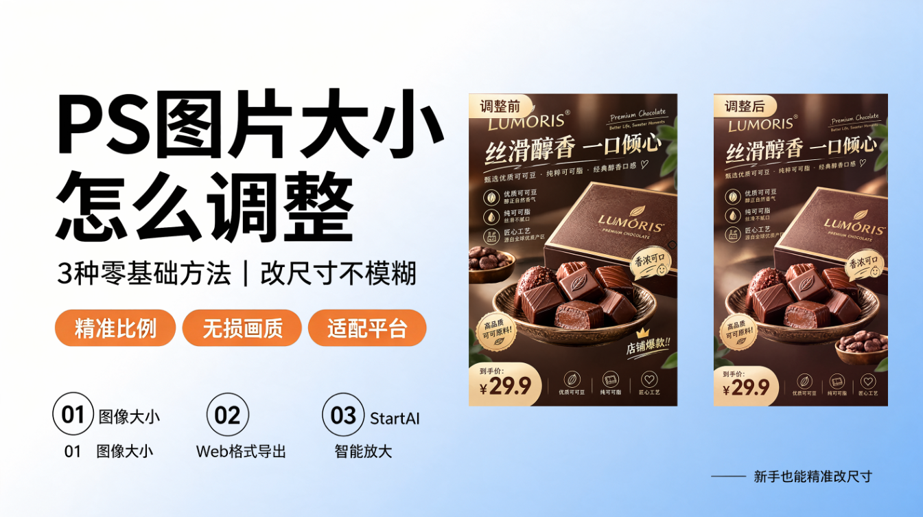 PS图片大小怎么调整 | 3种方法，新手调整图片尺寸不模糊