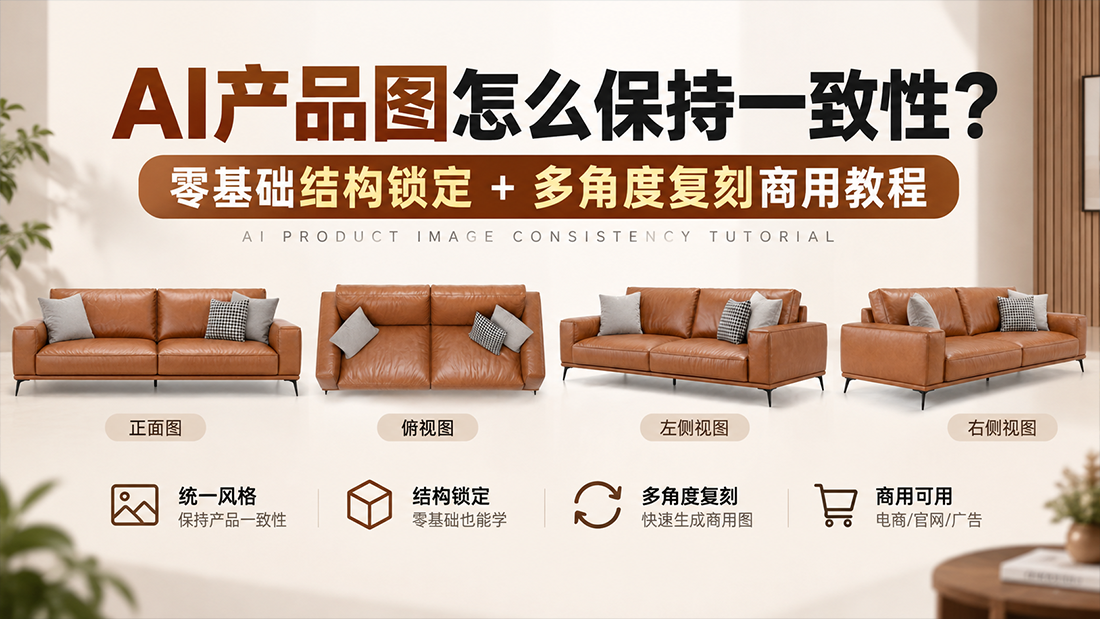 AI产品图怎么保持一致性？零基础结构锁定+多角度复刻商用教程