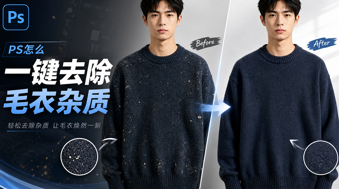 PS 怎么去掉衣服上的杂质？PS 服装精修去杂质完整教程