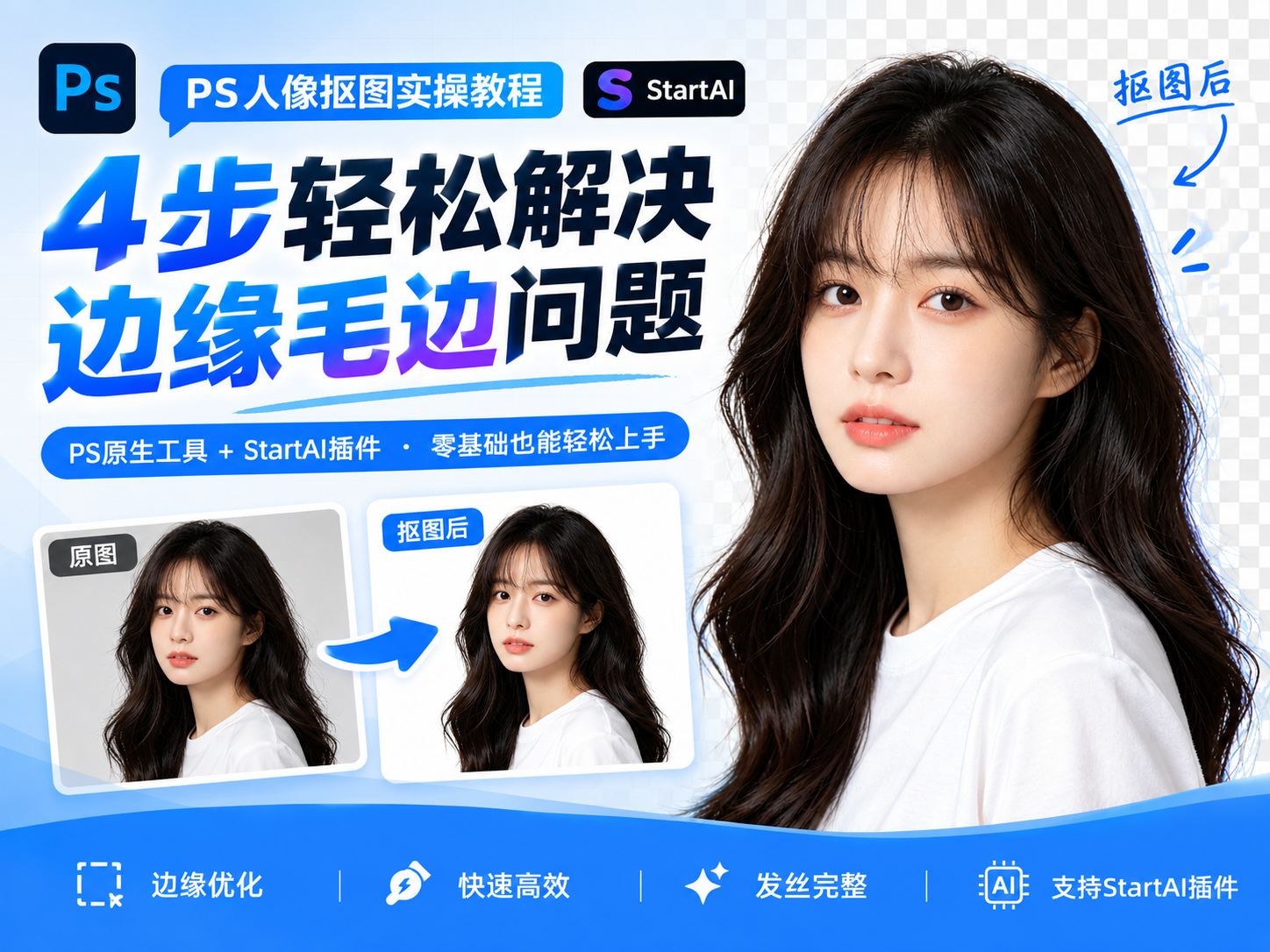 PS人像抠图实操教程｜4步轻松解决边缘毛边问题