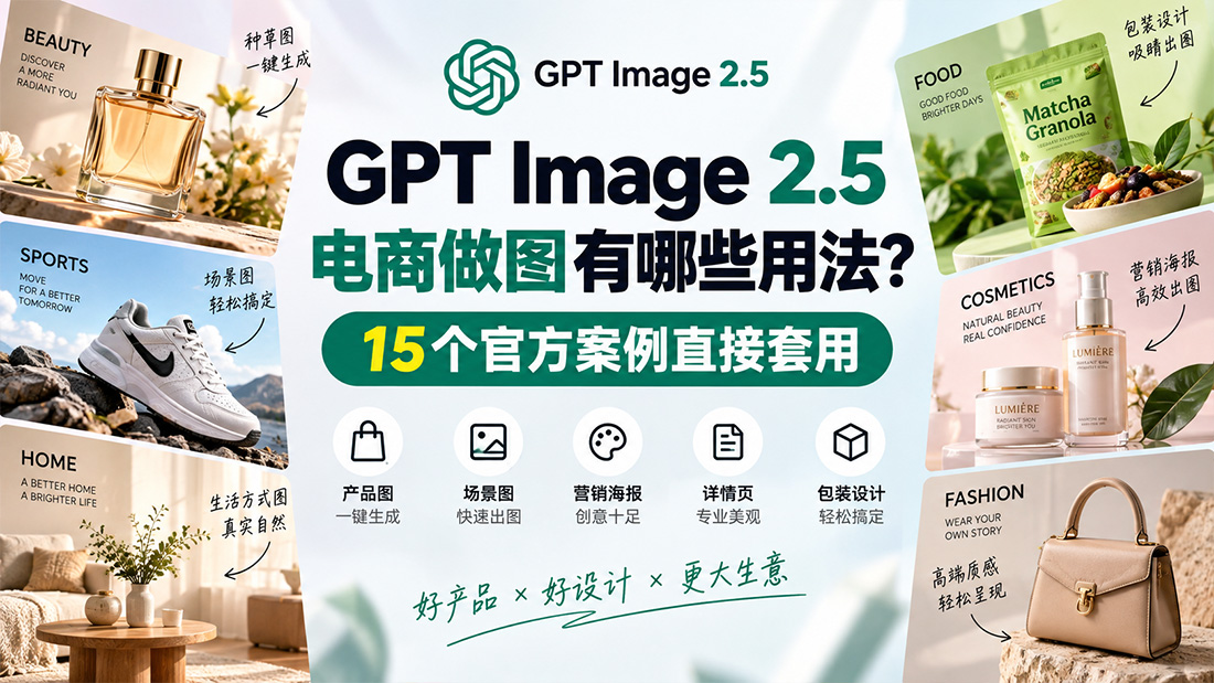 GPT Image 2.5电商做图有哪些用法？15个官方案例直接套用