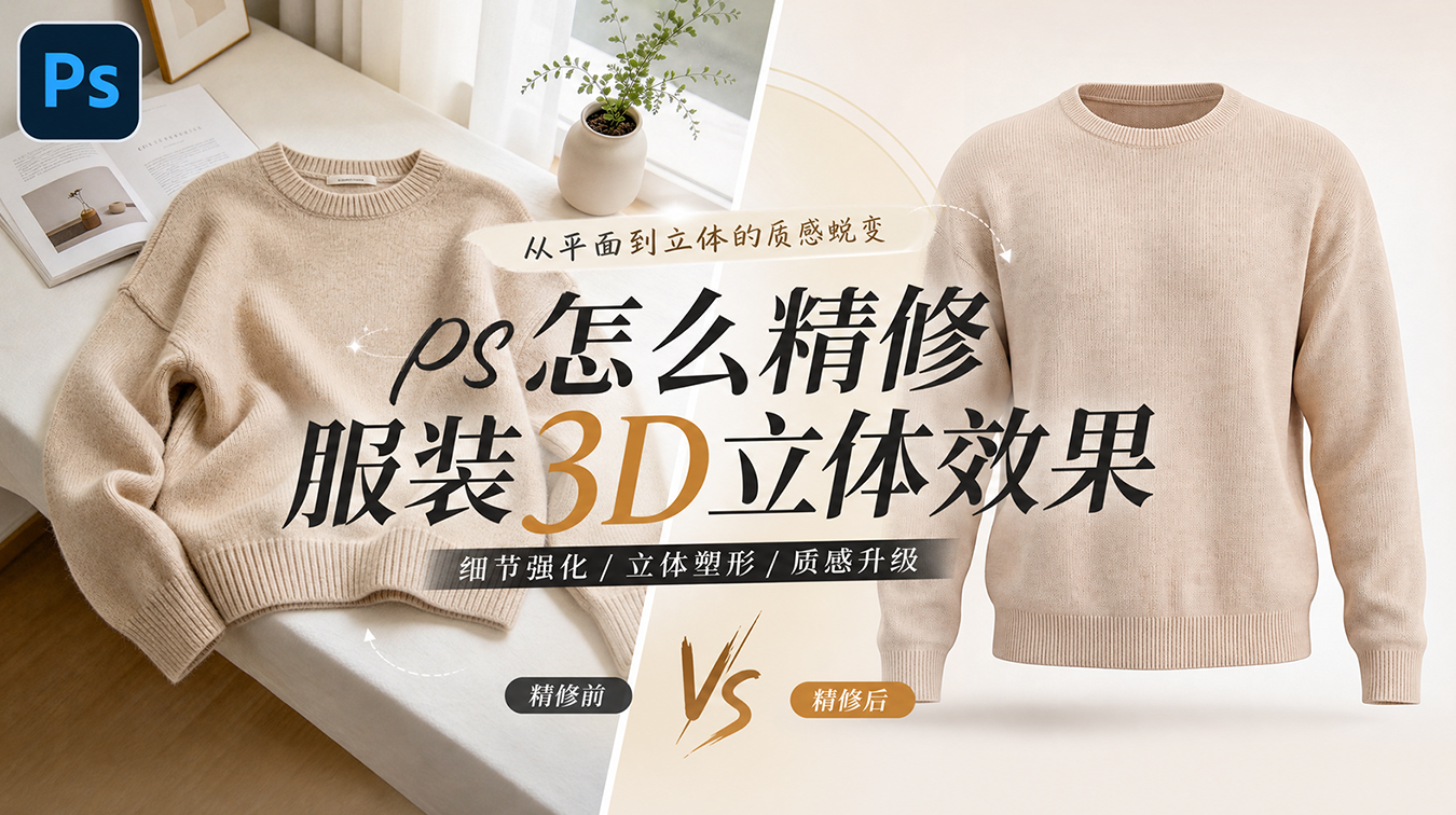 ps怎么把服装精修成3d立体效果？3步教会你精修方法