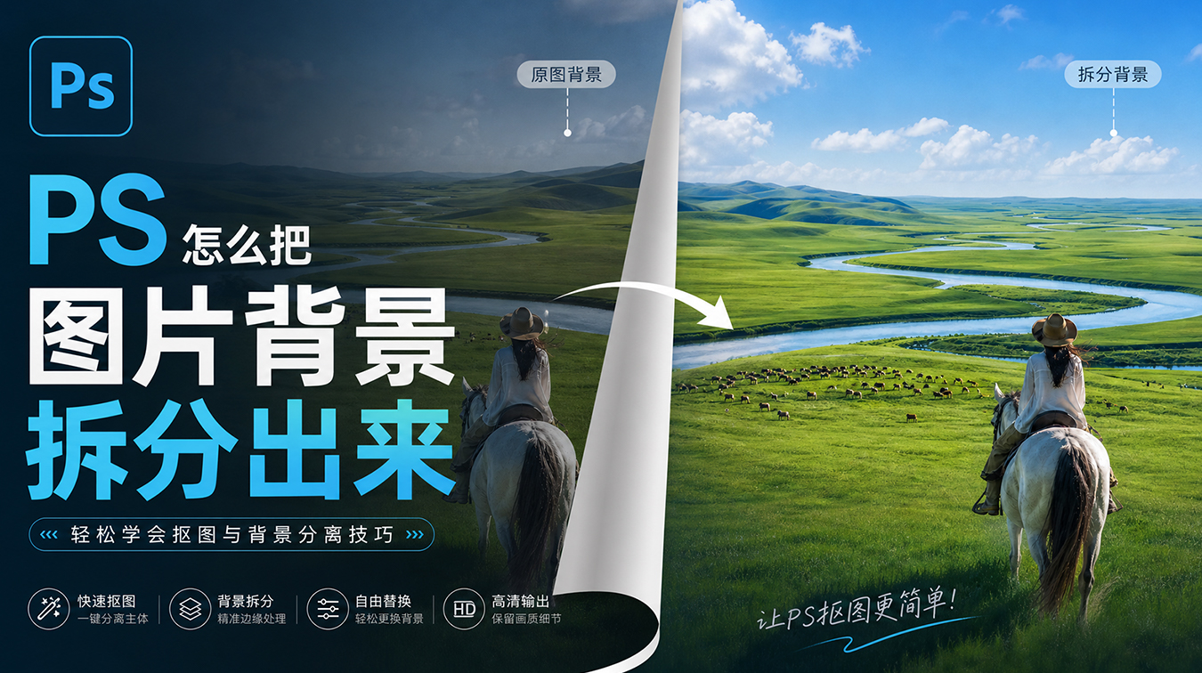 PS 怎么把背景单独拆出来？ps插件 AI 图层拆分一键搞定