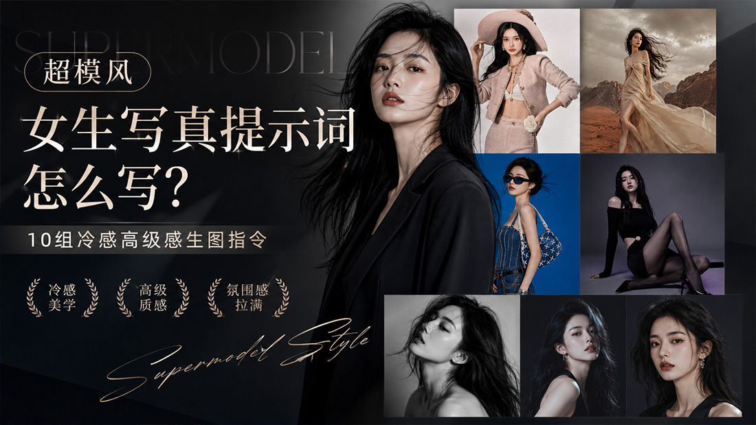 超模风女生写真提示词怎么写？10组冷感高级感生图指令
