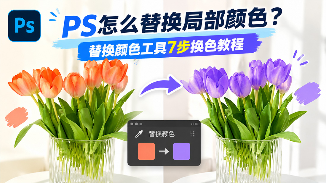 PS怎么替换局部颜色？替换颜色工具7步换色教程