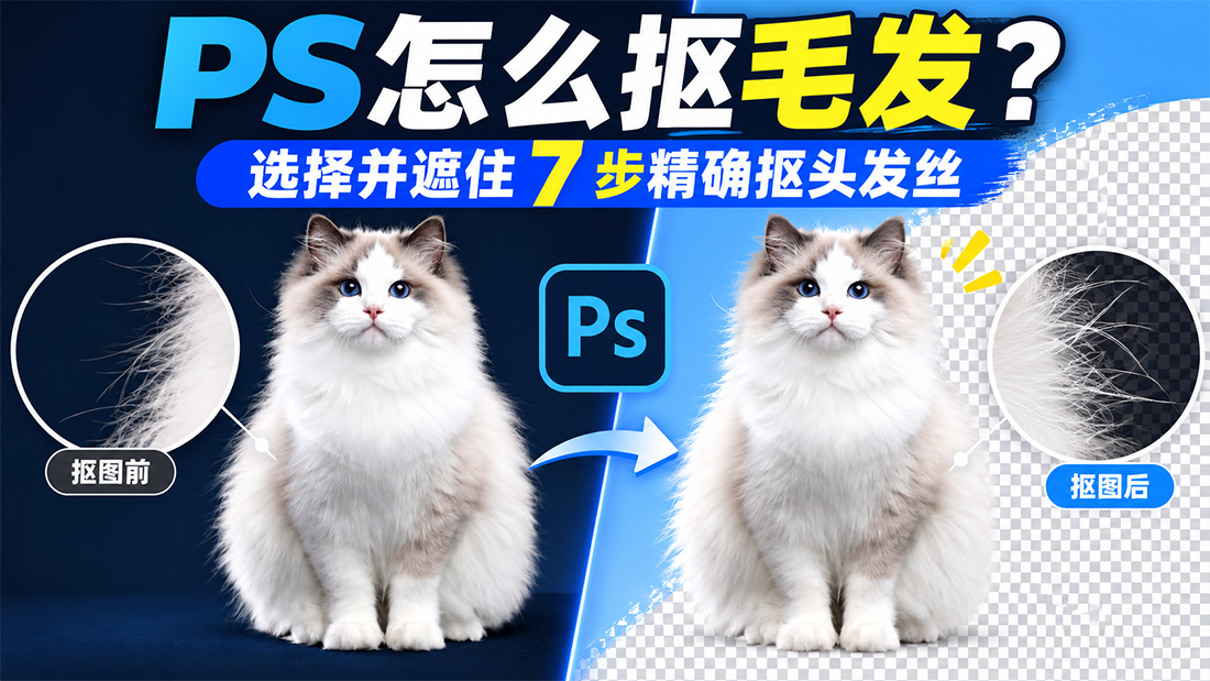 PS怎么抠毛发？选择并遮住7步精确抠头发丝