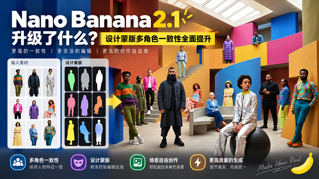 Nano Banana 2.1升级了什么？设计蒙版多角色一致性全面提升