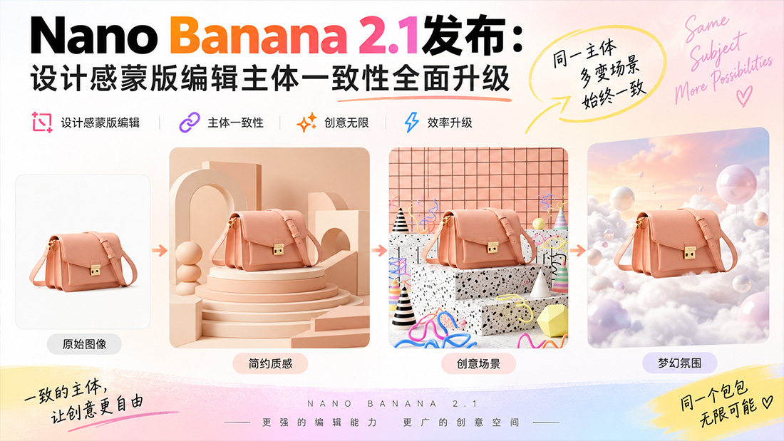 Nano Banana 2.1发布：设计感蒙版编辑主体一致性全面升级