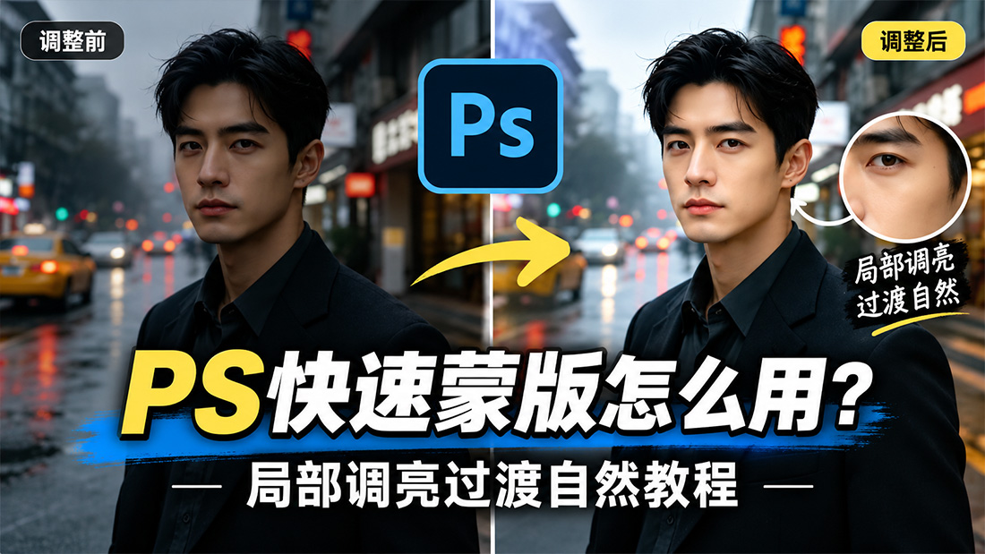 PS快速蒙版怎么用？局部调亮过渡自然教程