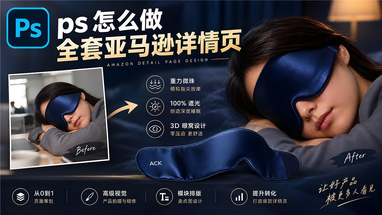 PS怎么做全套亚马逊详情页？4个步骤3分钟完成