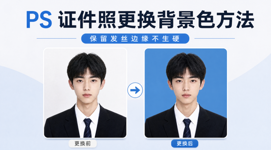 PS证件照更换背景色方法,保留发丝边缘不生硬