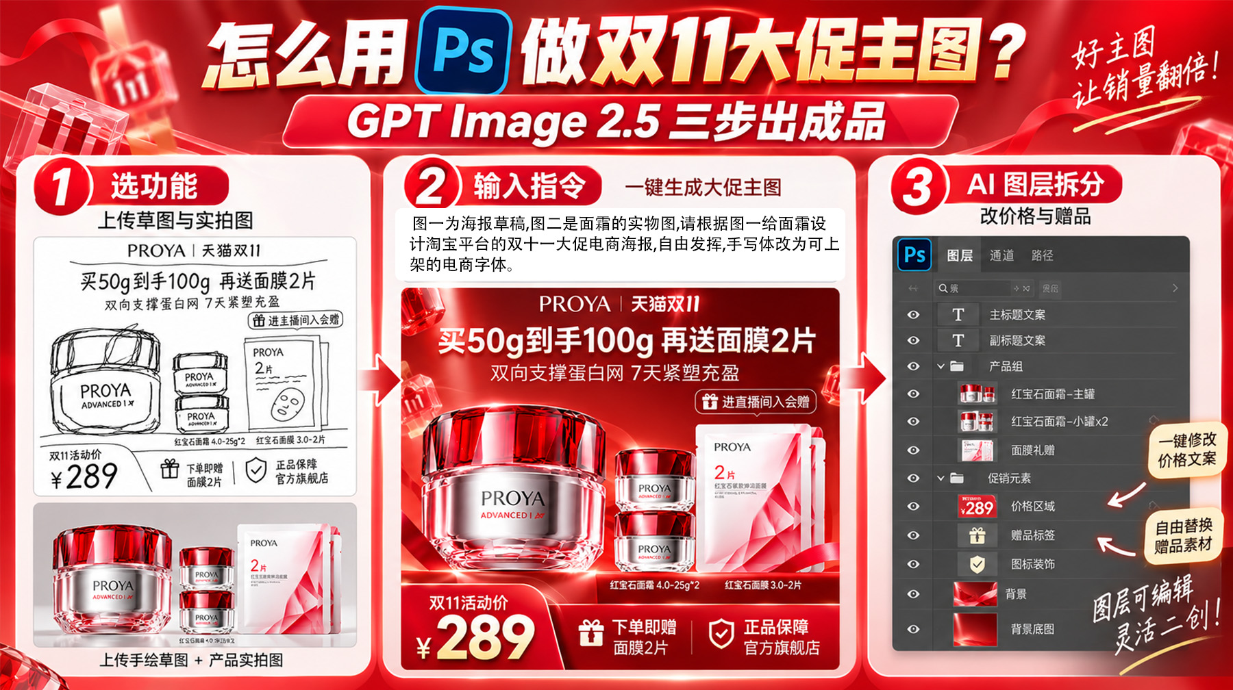 怎么用ps做双11大促主图？GPT Image 2.5三步出成品