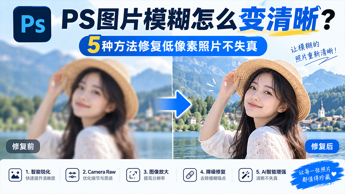 PS图片模糊怎么变清晰？5种方法修复低像素照片不失真