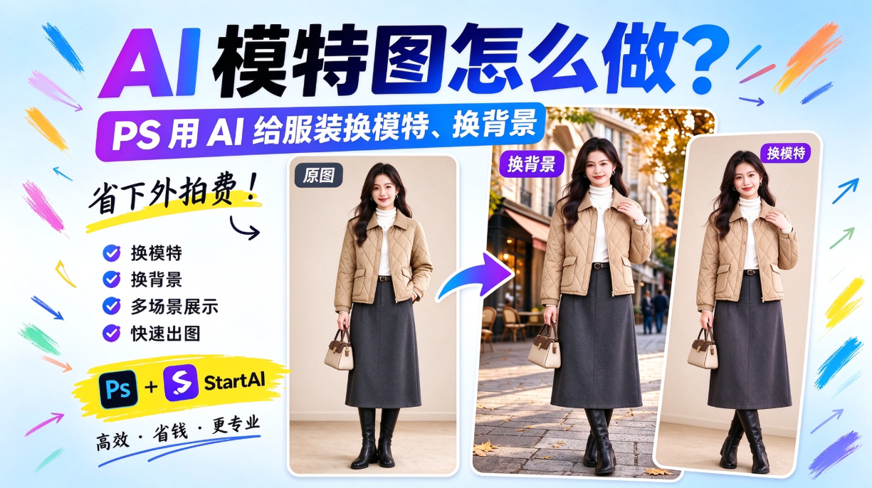 AI 模特图怎么做？PS 用 AI 给服装换模特、换背景，省下外拍费（2026 教程）