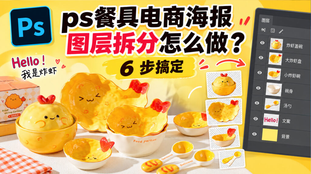 ps餐具电商海报图层拆分怎么做？ 6 步搞定