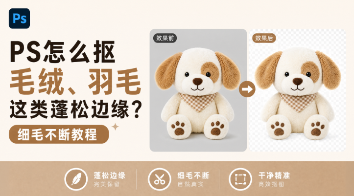 PS怎么抠图毛绒、羽毛这类蓬松边缘？细毛不断教程