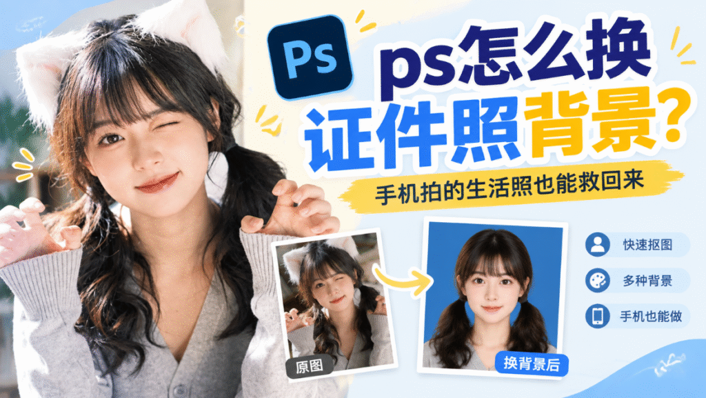 ps怎么换证件照背景？手机拍的生活照也能救回来